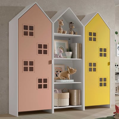3-delige kledingkast Casami Bruges - 173x37x172 cm - Roze/geel 3-delige kledingkast Casami Bruges - 173x37x172 cm - Roze/geel