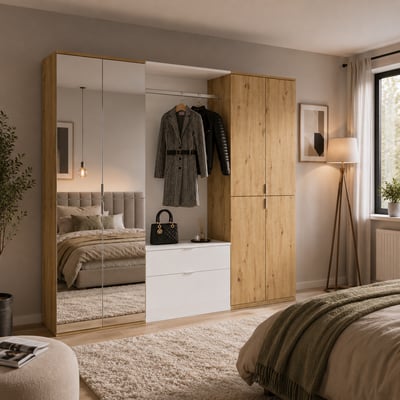 Kledingkast Projekt X Emob - Artisan Oak & Wit - 183x193x34 cm