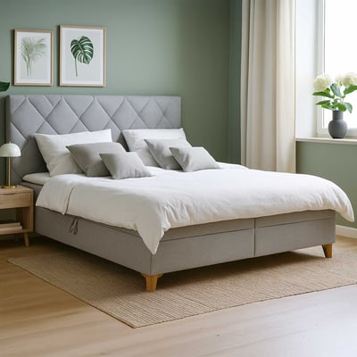 Boxspring Redford 160x200cm met opbergruimte - grijs