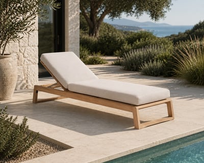 Ligbed Island Gescova - Massief Teakhout - 208x72x43 cm - Grijs