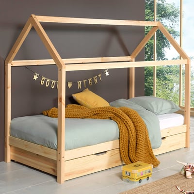 Bedhuisje Dallas 1 90x200 met bedlade - dennenhout Bedhuisje Dallas 1 90x200 met bedlade - dennenhout