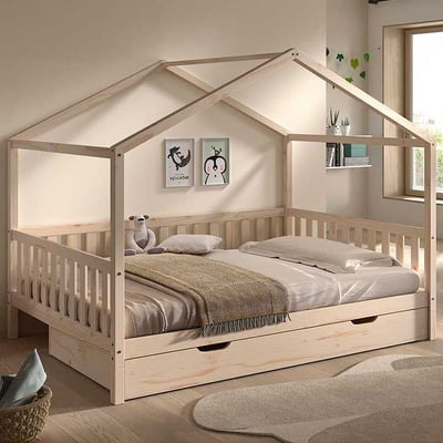 Huisbed Dallas - 140x200cm - met bedlade - massief dennenhout