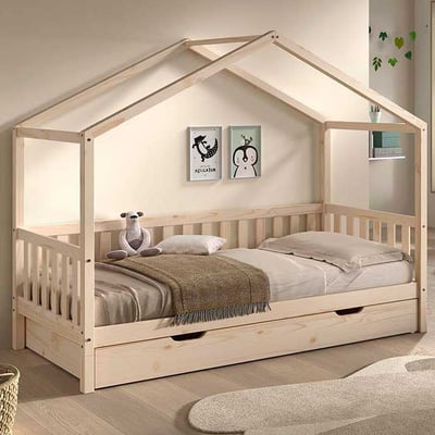 Huisbed Dallas - 90x200cm - met bedlade - massief dennenhout