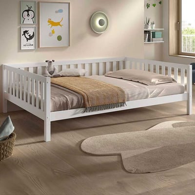 Vloerbed Dallas - 140x200cm - massief dennenhout - wit