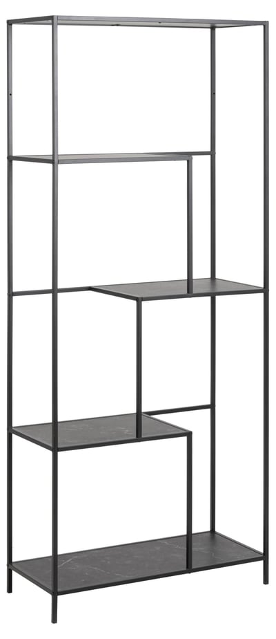 Wandrek Infinity 170 cm met 3 zwevende legplanken - zwart/marmer Wandrek Infinity 170 cm met 3 zwevende legplanken - zwart/marmer
