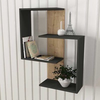 Wandrek Emmy - 64x22x85cm - antraciet/eikdecor