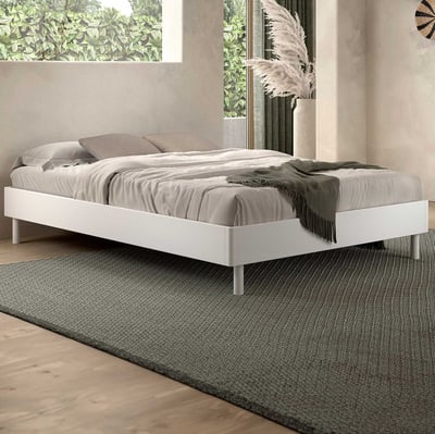 Bedkader Forrest - 140x200cm - met lattenbodem - wit beukenhout