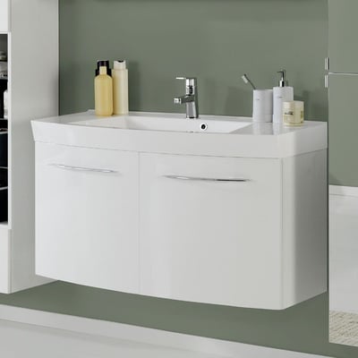 Wastafelmeubel Florent gebogen 100cm 2 deuren - wit Wastafelmeubel Florent gebogen 100cm 2 deuren - wit
