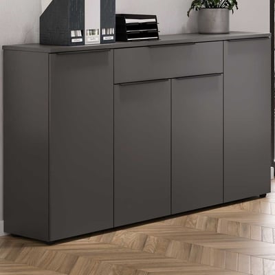 Dressoir met schuifdeuren Tomori | 161 x 40 x 101 cm | Antraciet