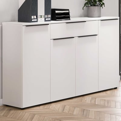 Dressoir met schuifdeuren Tomori | 161 x 40 x 101 cm | Wit