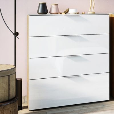 Ladekast Dudek 83cm met 4 lades - wit/eik Ladekast Dudek 83cm met 4 lades - wit/eik