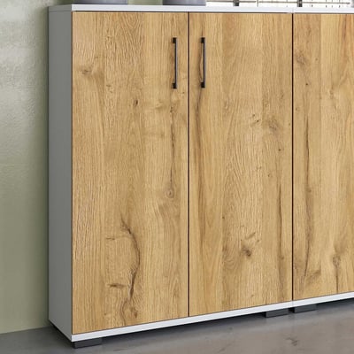 Lage opbergkast Presley 80cm met 2 deuren - eik/wit Lage opbergkast Presley 80cm met 2 deuren - eik/wit