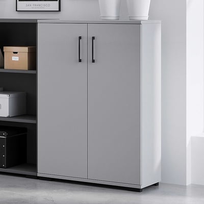 Lage opbergkast Presley 80cm met 2 deuren - lichtgrijs Lage opbergkast Presley 80cm met 2 deuren - lichtgrijs