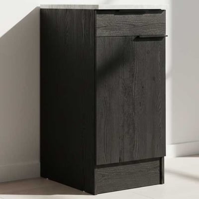 Keukenonderkast Anna - 40x60x87cm - 1 deur & 1 lade - zwart eikdecor/witte steen