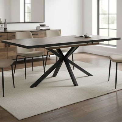 Uitschuifbare eettafel Louma-Oldwood/zwart