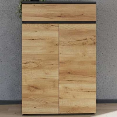 Archiefkast Miguel met lade en 2 legplanken - antraciet/eik