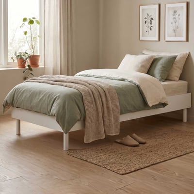 Bedkader Forrest - 90x200cm - met lattenbodem - wit beukenhout