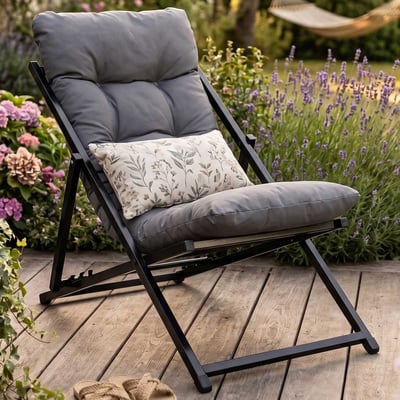 Verstelbare tuinstoel Atelier del Sofa - metaal en polyester - donkergrijs
