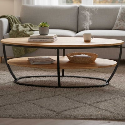 Salontafel Jambi - 60x110x44cm - metaal/mangohout