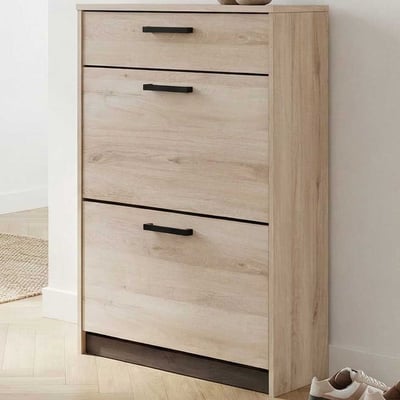 Schoenenkast Watson - 80x29x102cm - 2 deuren & 1 lade - eikdecor