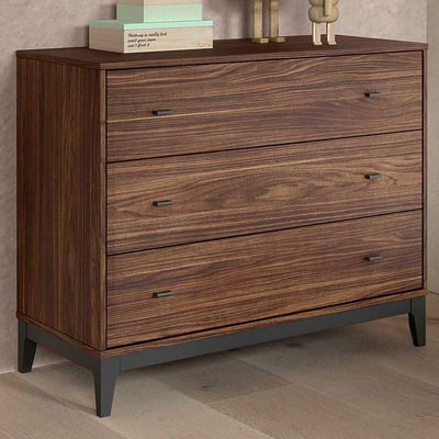 Commode Ilyas - 100x55x89cm - 3 lades - walnoot