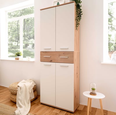 Schoenenkast Jakob 70cm 4 deuren & 1 lade - wit/artisan eik 