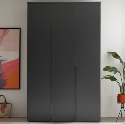 Kledingkast Kevo - 135x52x225cm - 3 deuren - grafiet