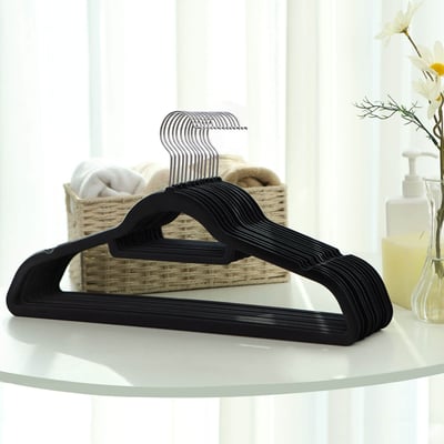 50-Pack Zwarte ABS Flocking Hangers, 45cm Lengte, 24cm Hoogte