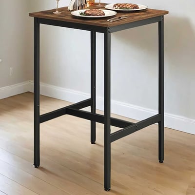 Vierkante ontbijtbartafel met zwaar stalen frame, 60x60x90cm