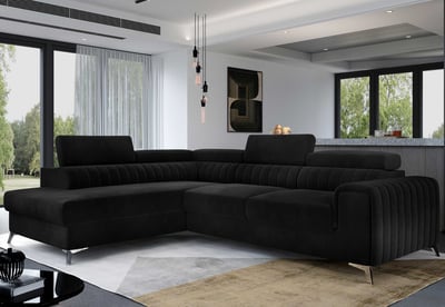 Hoekbank links Laurentius - 278 x 205 cm - Zwart