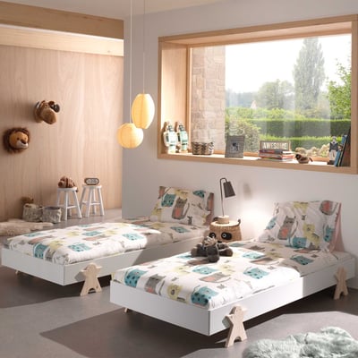 Kinderbed Modulo Smiley 90x200 stapelbaar set van 2- wit/dennenhout Kinderbed Modulo Smiley 90x200 stapelbaar set van 2- wit/dennenhout