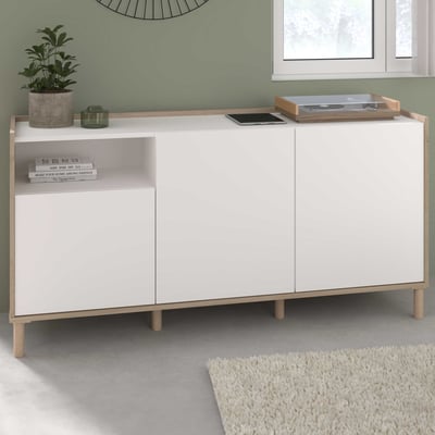 Dressoir Morpheus - 150x40x75cm - 3 deuren - eikdecor/wit