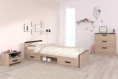 Kinderkamer Alma: bed 90x200cm, nachtkastje, commode - eikdecor Kinderkamer Alma: bed 90x200cm, nachtkastje, commode - eikdecor