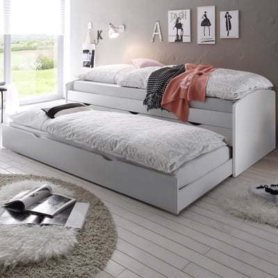 Kajuitbed Nasri 90x200 met bedlade - wit 
