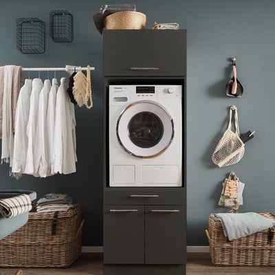 Wasmachinekast met bovenkast Laundreezy | 68 x 68 x 200 cm | Antraciet Wasmachinekast met bovenkast Laundreezy | 68 x 68 x 200 cm | Antraciet