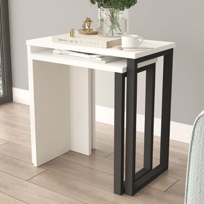 Bijzettafelset Woody Fashion | 51 x 30 x 53 cm | Wit Bijzettafelset Woody Fashion | 51 x 30 x 53 cm | Wit