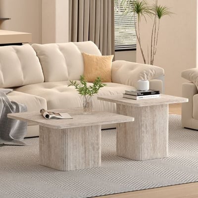 Salontafelset Destiny | 60 x 60 x 52 cm / 80 x 80 x 42 cm | Beige design