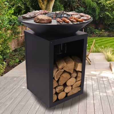 Vuurschaal Evelyn met grillplaat - 80x80x92 cm - Zwart Vuurschaal Evelyn met grillplaat - 80x80x92 cm - Zwart