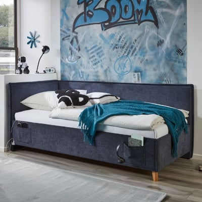 Tweede kans Twijfelaar Ollie | Met rugleuning | 140 x 200 cm | Donkerblauw design Tweede kans Twijfelaar Ollie | Met rugleuning | 140 x 200 cm | Donkerblauw design