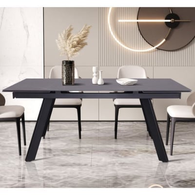 Uitschuifbare eettafel Hertha | 160/240 x 90 x 76 cm | Zwart/Steen