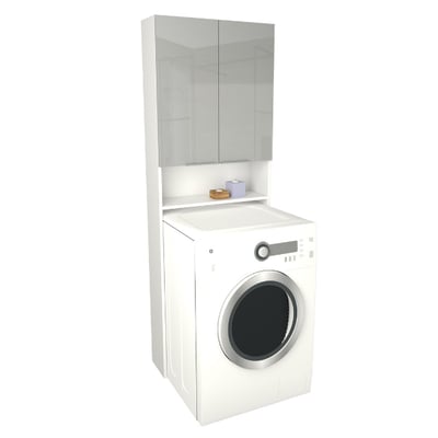 Wasmachinekast Glam 64cm 2 deuren - hoogglans grijs Wasmachinekast Glam 64cm 2 deuren - hoogglans grijs