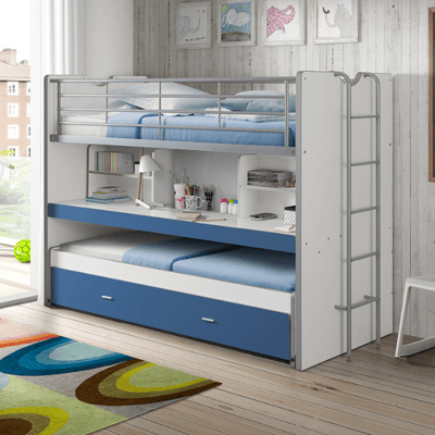 Hoogslaper Bonny 80 met bureau en bedlade - blauw Hoogslaper Bonny 80 met bureau en bedlade - blauw