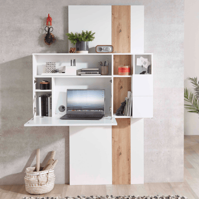 Secretaire Inovo 120cm 1 deur - wit/eik