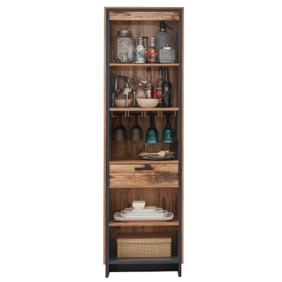 Open kast Delano met lade - hout/antraciet Open kast Delano met lade - hout/antraciet