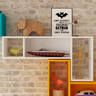 Wandrek Bo0 98x24 cm met 3 vakken - wit