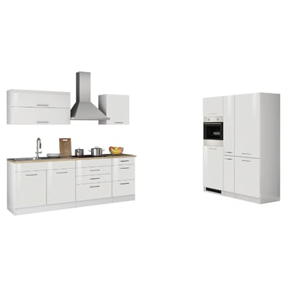 Kitchenette Ragnar 380cm met koelkast-diepvries en oven - hoogglans wit Kitchenette Ragnar 380cm met koelkast-diepvries en oven - hoogglans wit