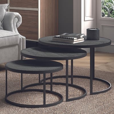 Set van 3 salontafels Amana-zwart mangohout