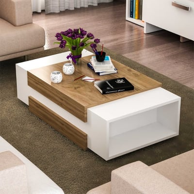 Salontafel Marinelle-wit/walnoot