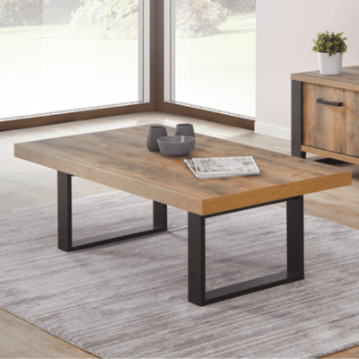 Salontafel Orla 130cm u-poten - mangohout/zwart