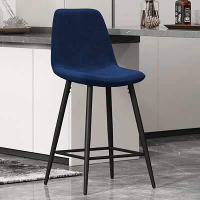 Barstoel Jani-donkerblauw velours